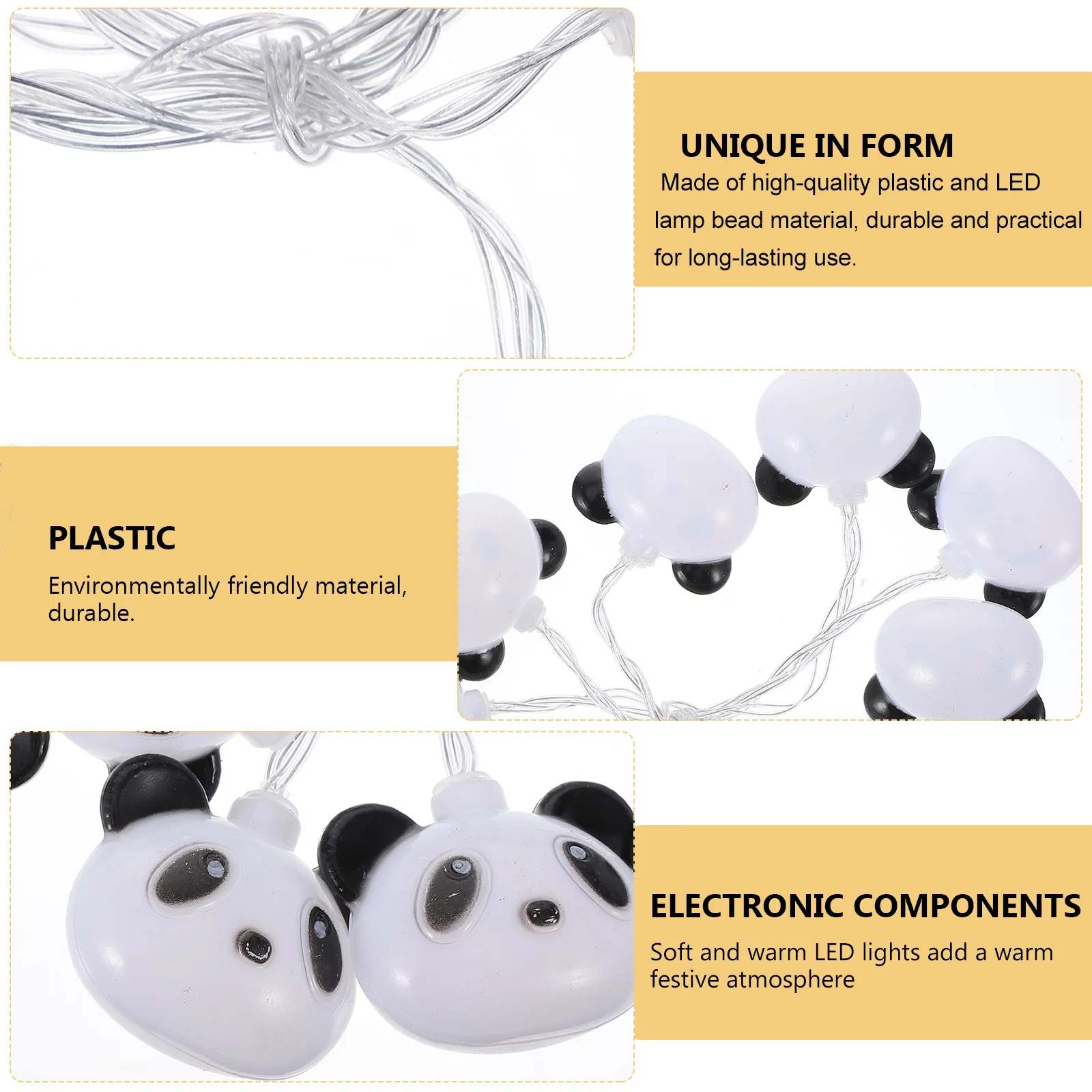 1Set Panda String Light LED Decorative Plastic LED Lamp Beads for Home Room Wedding Party Bedroom Holiday Lighting Ornament