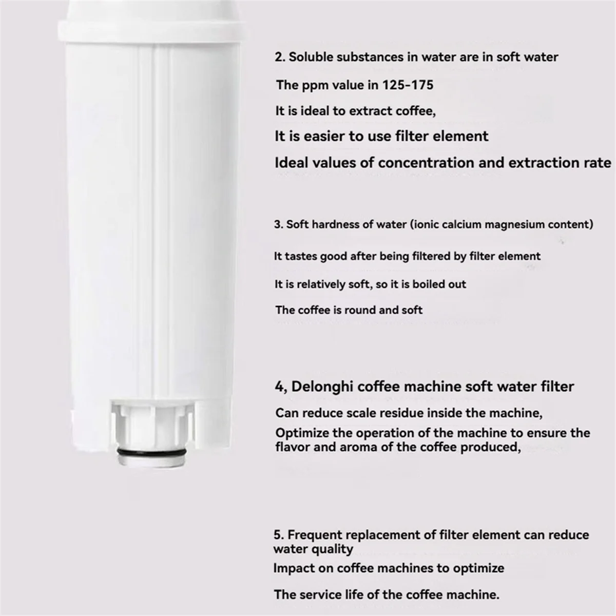 DLSC002 Water Filter for Coffee Machine, for Ecam, Esam, , Bco410, Bco420, Ec680, Ec800,4 Count