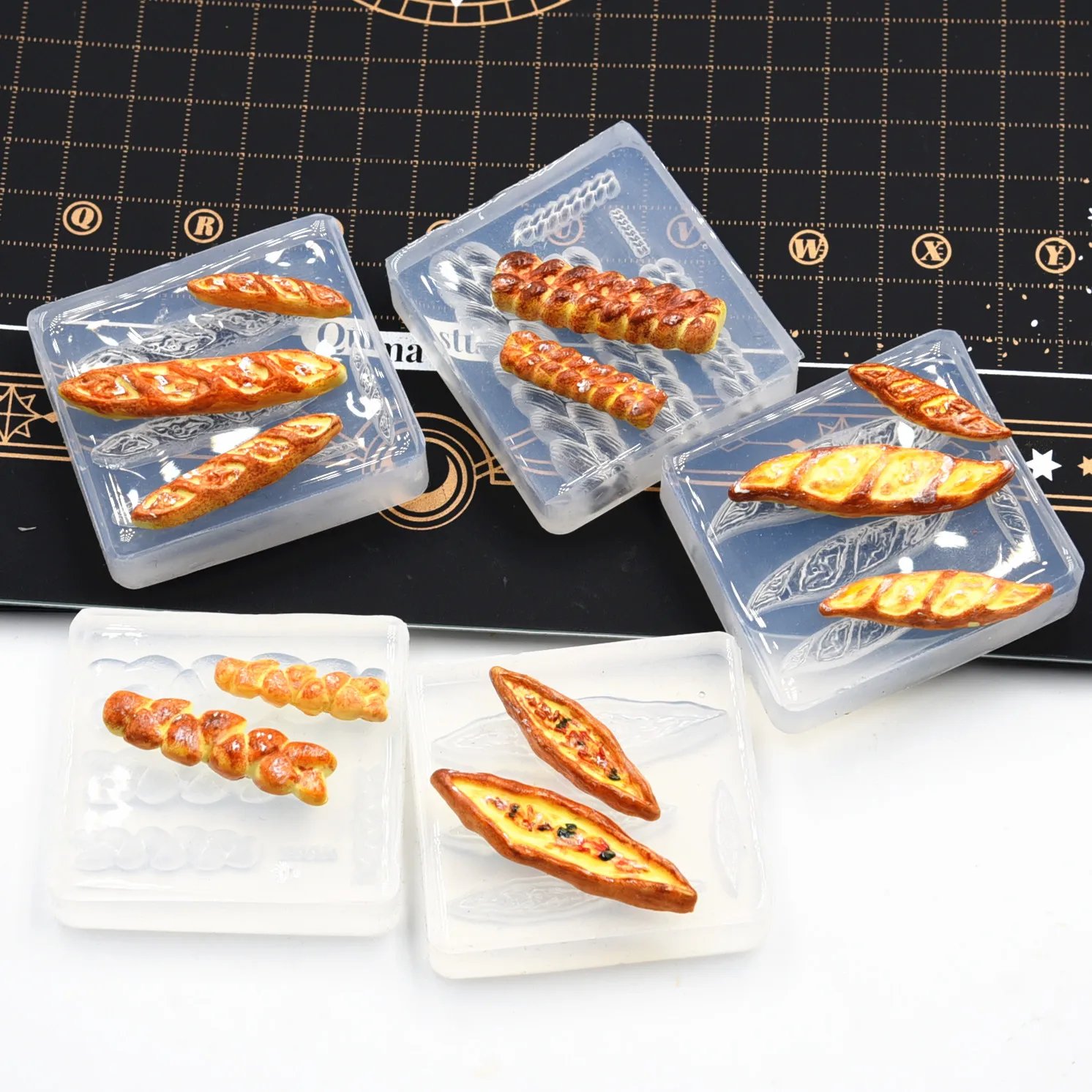 

Mini Baguette Bread silicone molds Pottery Clay doll House Food Toy DIY tools