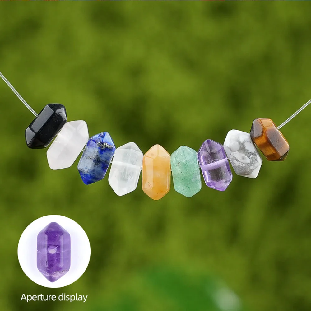 5 teile/satz 12x6mm Zufällige Sechseckige Pyramide Form Naturstein Kristall Perlen für Schmuck Machen DIY Halskette armband Zubehör