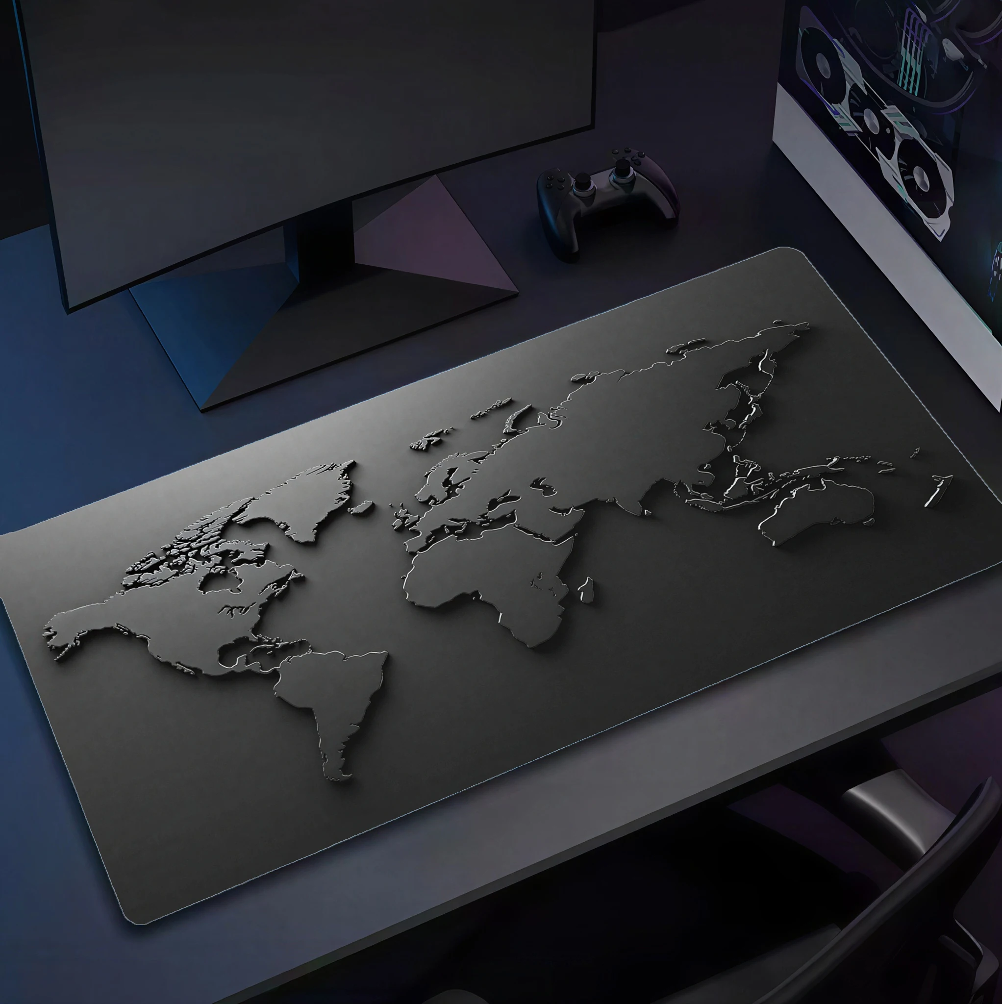 

Коврик для мыши с черно-серым градиентным дизайном, с прошитыми краями, прочный, нескользящий, для игр, для компьютера