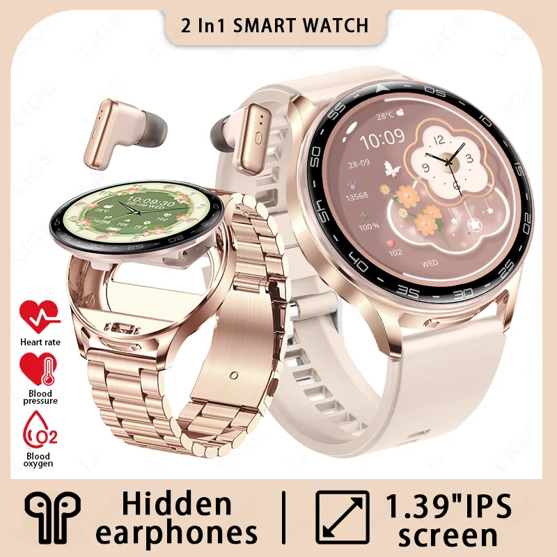 LIGE 2 In 1 TWS Headset Smart Watch 1.39