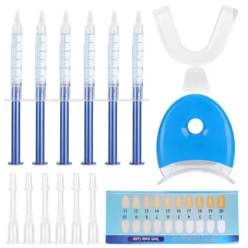 الاستخدام المنزلي أطقم تبييض الأسنان 44% نظام تبييض بيروكسيد LED ضوء بارد + 6 قطعة جل تبييض الأسنان العناية بصحة الفم