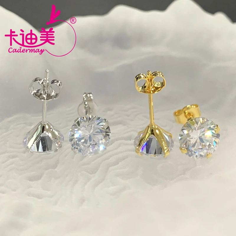 

CADERMAY 6.5mm D VVS1 Moissanite Earring 925 Sterling Silver Stud Charms Earrings For Women Girls Custom Fashion Jewelry