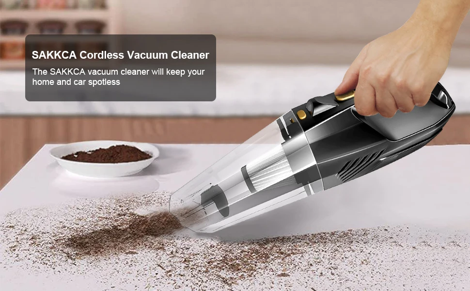 Car Vacuum Cleaner Cordless-Handheld Vacuum Rechargable, Led Light, Wet-Dry Use Portable Car Vacuum for Vehicle Home Office