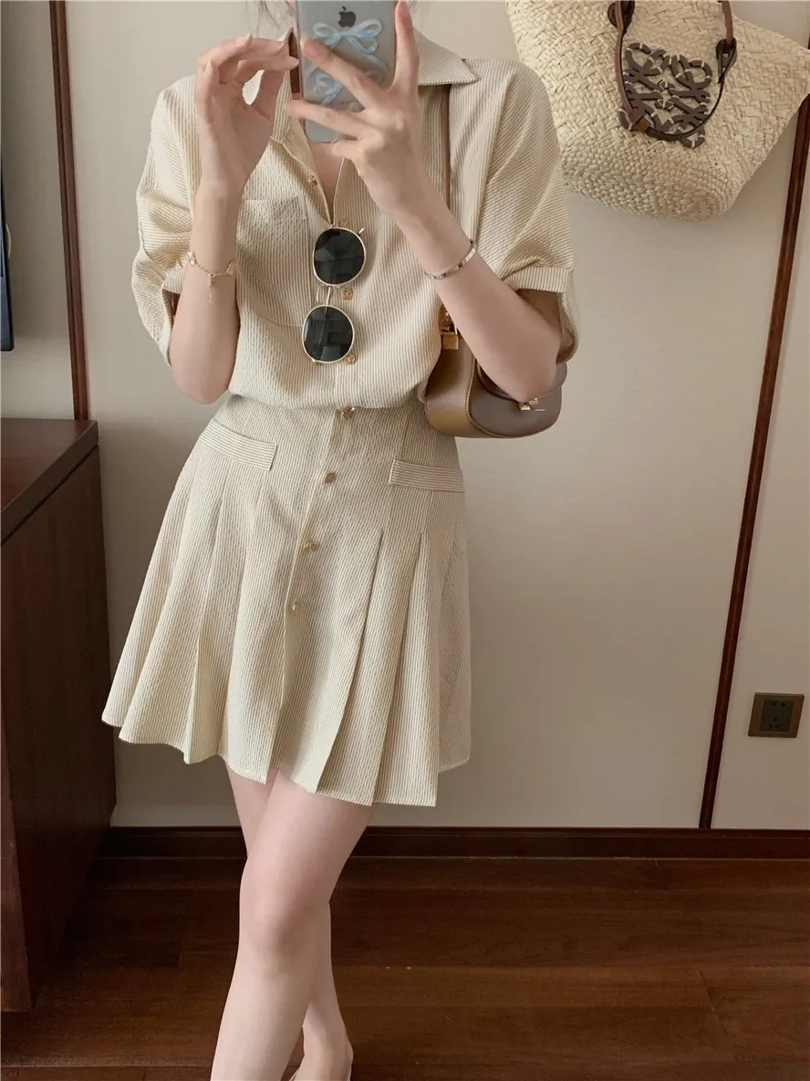 

ZHISILAO Vintage Stripe Dress Women Casual A-line Puff Sleeve Dress Summer 2023