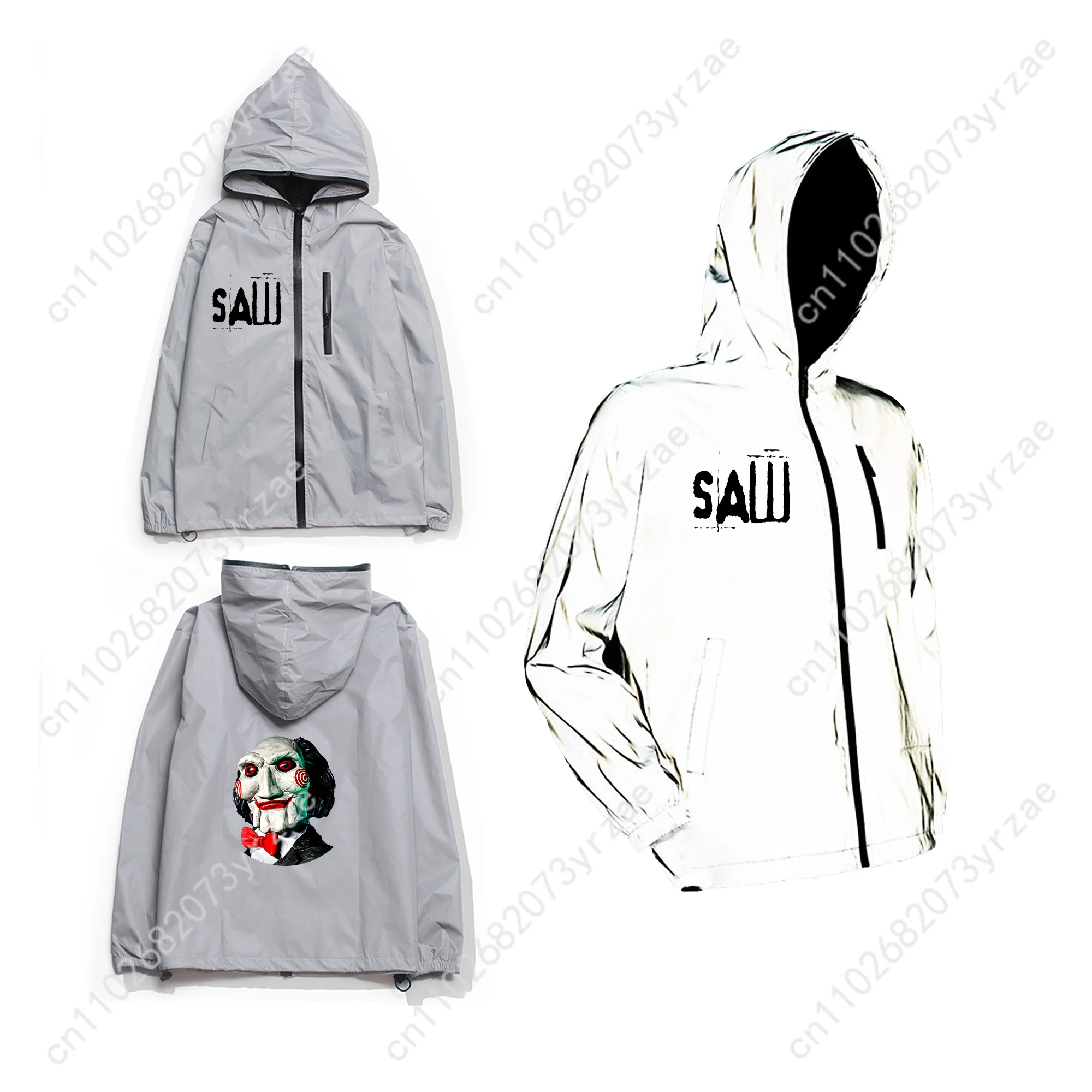 Saw Reflective Jacket Mens Womens Youth Coat Zipper Hooded Sweatshirt Cycling Hiking Fashion Casual Windbreaker Custom Made Tops