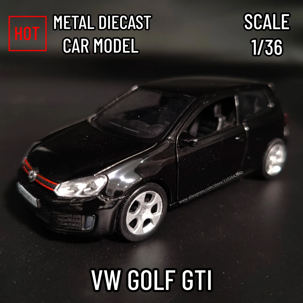 1:36 Metal Diecast Car Model Repilca VW Golf GTI Classic Scale Miniature Collection Vehicle Hobby Kid Toy for Boy Xmas Gift