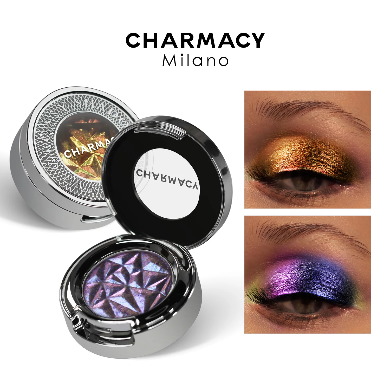 CHARMACY Duochrome Eyeshadow Palette High Quality Pigment Shadows with Glitter Long-lasting Profession Makeup Cosmetic for Women