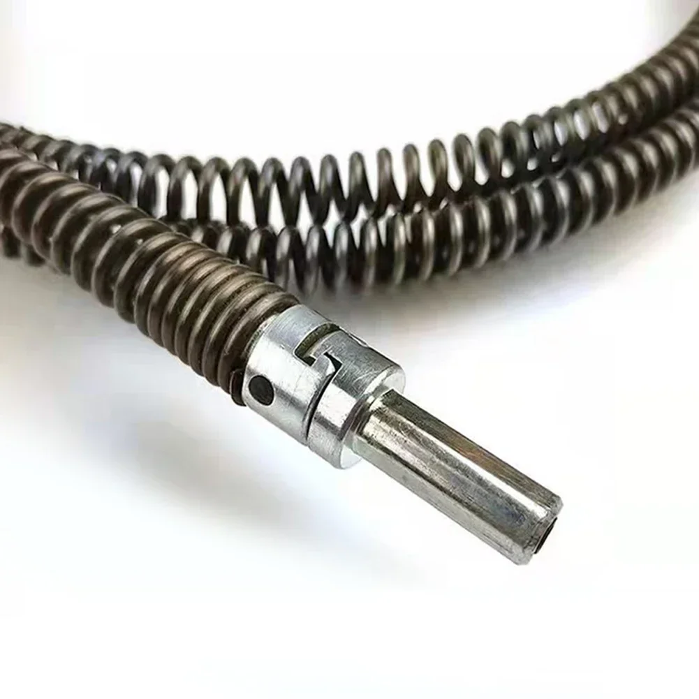 1/5 uds/1 Juego de dispositivo de dragado de tuberías, varilla de conexión, resorte de dragado, conector de taladro eléctrico de limpieza de dragado de tuberías de taladro eléctrico