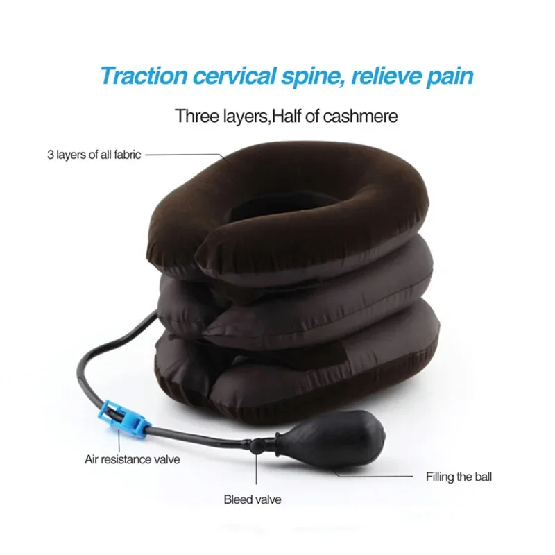 3/4 Layer Inflatable Soft Neck Collar Air Cervical Traction Device Pillow Neck Posture Stretching Brace Neck Massager Care