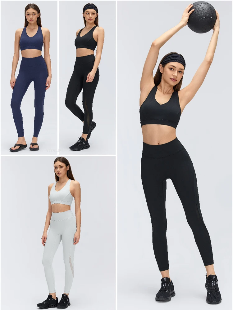 VITALINOVO Mesh-Leggings für Damen, hoch taillierte Yoga-Hose, Workout-Laufleggings, Fitness-Sportstrumpfhose mit Taschen, squatproof – Detail 8