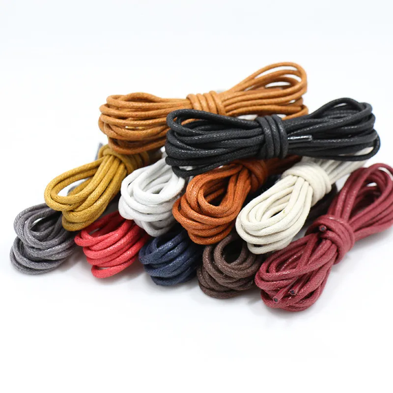 Women Men Shoelaces Waterproof Leather Boot Shoe Laces Round Shape Fine Rope Black Red Blue gray Brown Shoelaces