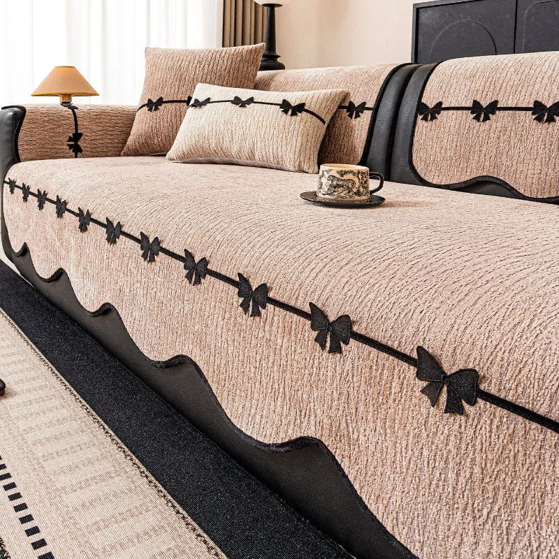 Chenille Sofa Cushion Fixed Anti Slip Sofa Cushion Dust Proof Sofa Cover One-piece Anti-scraping Wear-resistant Decoration