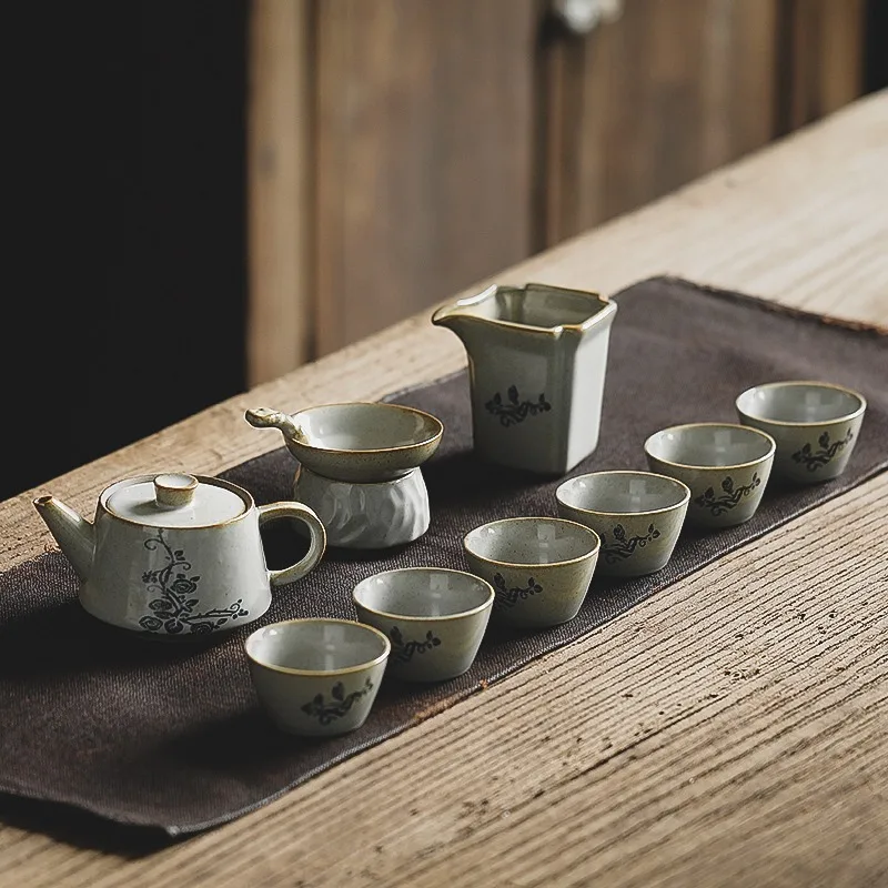 

Chinese-Style Vintage Xishi Tea Set, Kung Fu Tea Set, Huangru Teapot, Heat-Resistant Ceramic Tea Brewing Pot