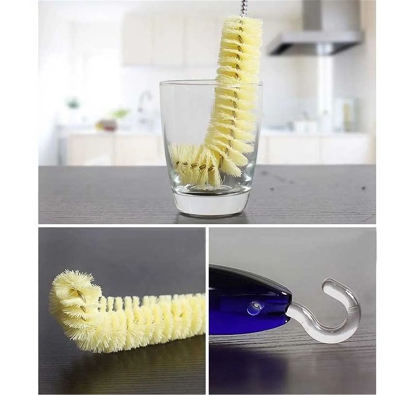 Bottle Brush Steel Handle Water Cup Cleaner,Flexible Scrub Brush for Kitchen Household Cleaning Wash Baby Bottles,Sports Bottles