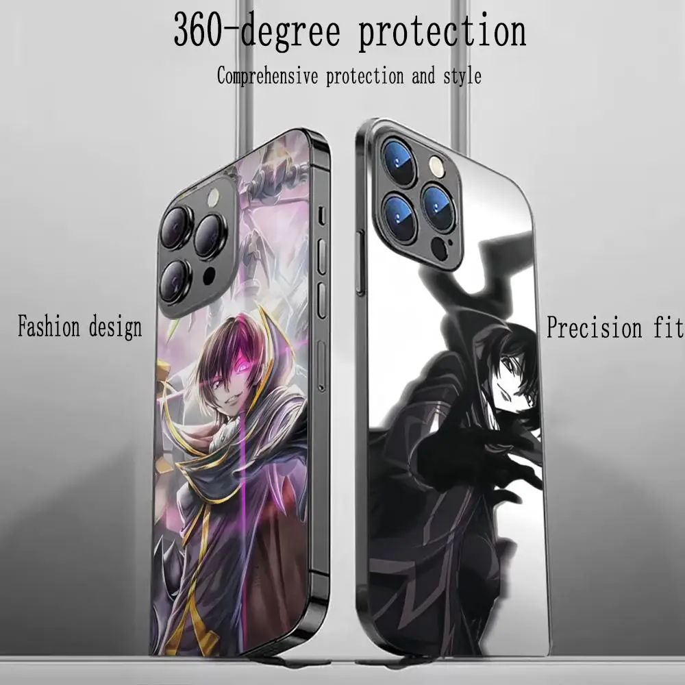 Classic hot ins code geass Phone Case For iPhone 16 15 14 13 12 11 X XR XS 8 Plus Mini Pro Max Soft black Shockproof Cover