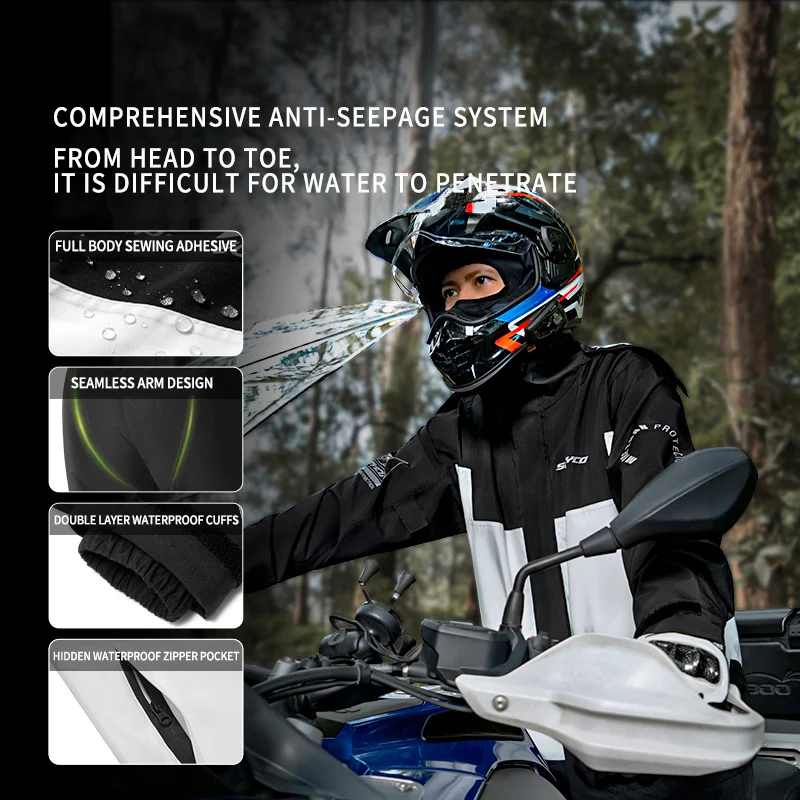 SCOYCO-chubasquero para motocicleta, chaqueta de prevención de lluvia, pantalones, impermeable dividido para motocicleta, impermeable para acampar, senderismo, pesca