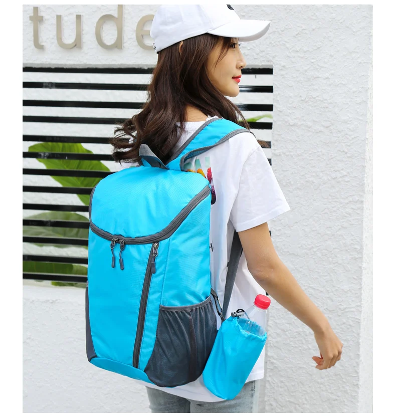 23L Tragbare Tag Pack Faltbare Rucksack Klapp Bergsteigen Tasche Ultraleicht Outdoor Radfahren Rucksack Reise Knapsack Wandern Handgepäck Tragbar Sport Laptop speicher Hautbeutel Wasserabweisend – Detail 17