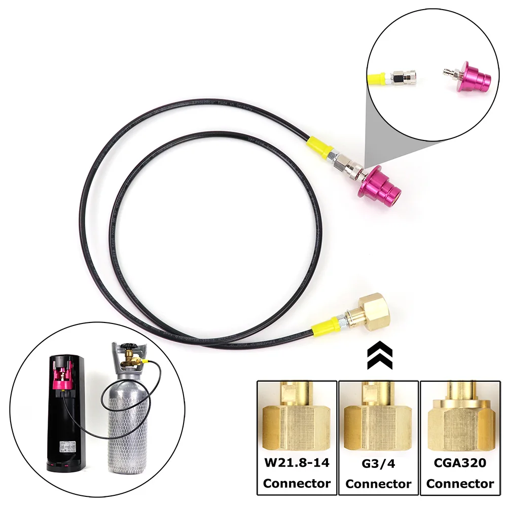 ใหม่ SODA Terra DUO Art ภายนอก Co2 ถังเติมอะแดปเตอร์ท่อชุด Fit Sodastream พร้อม W21.8-14 หรือ CGA320 G3/4 Connector