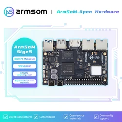 ArmSoM-Sige5 RK3576 Single Board Computer, 8GB LPDDR4X, 64GB eMMC, RK3576 Development Board, M.2, WiFi6, Bluetooth，2xGbE