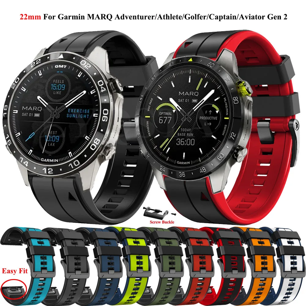 22mm 26mm Silicone Strap For Garmin MARQ Athlete Adventurer Golfer Captain Aviator Epix Gen 2 Strap Quickfit Watchband Bracelet