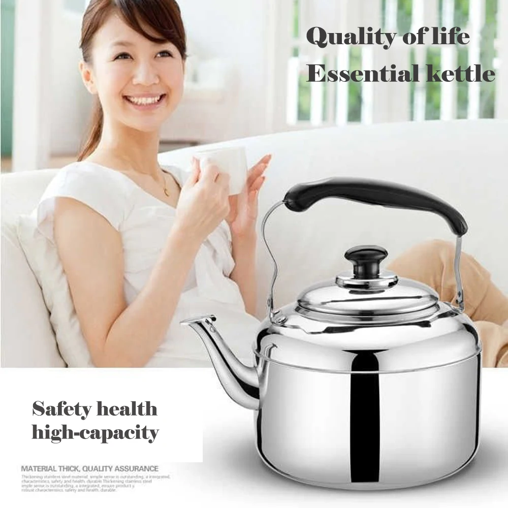 304 Stainless steel whistle kettle, Non-magnetic thickened boiling water kettle, Induction cooker gas universal tea kettle, 5L