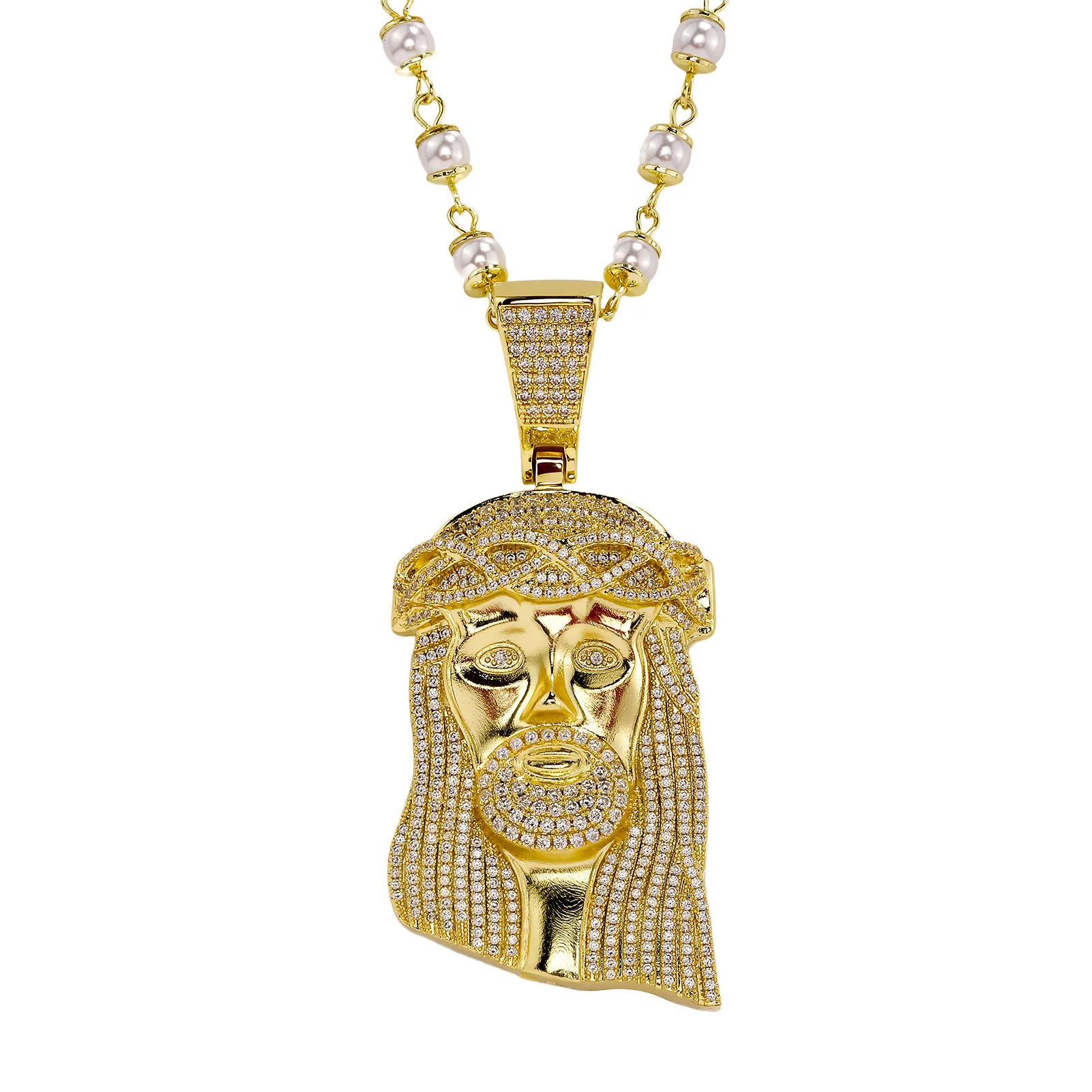Iced Out Portrait Pendant Necklace CZ Zircon Stone Hip Hop Style Streetwear Jewelry Chain Accessories Dropshipping