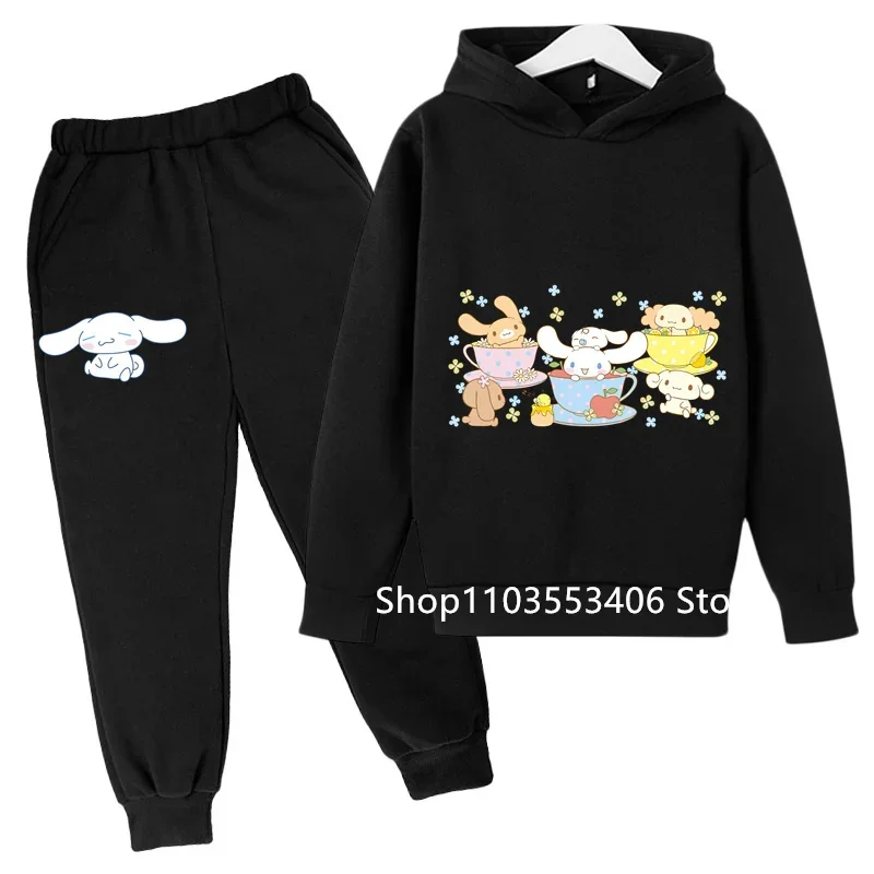 2024 New fashion cinnamon roll printed children's sweatshirt set spring and autumn casual outing boys and girls fashion hoodie