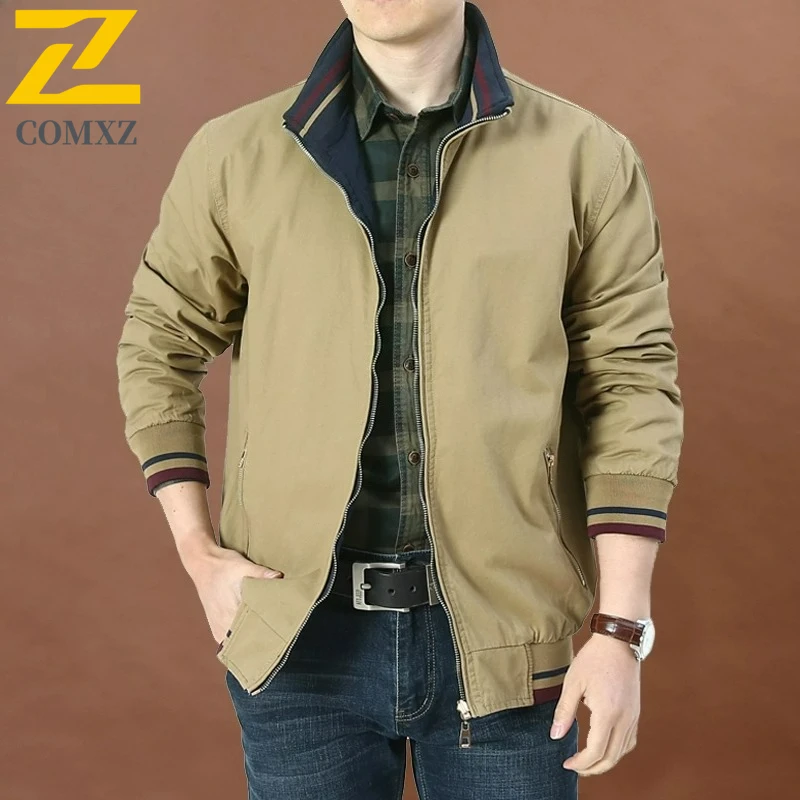 

COMXZ ветрозащитный плащ классический деловой повседневный воротник-стойка свадебный гольф офис Chaqueta легкие формальные мужские куртки