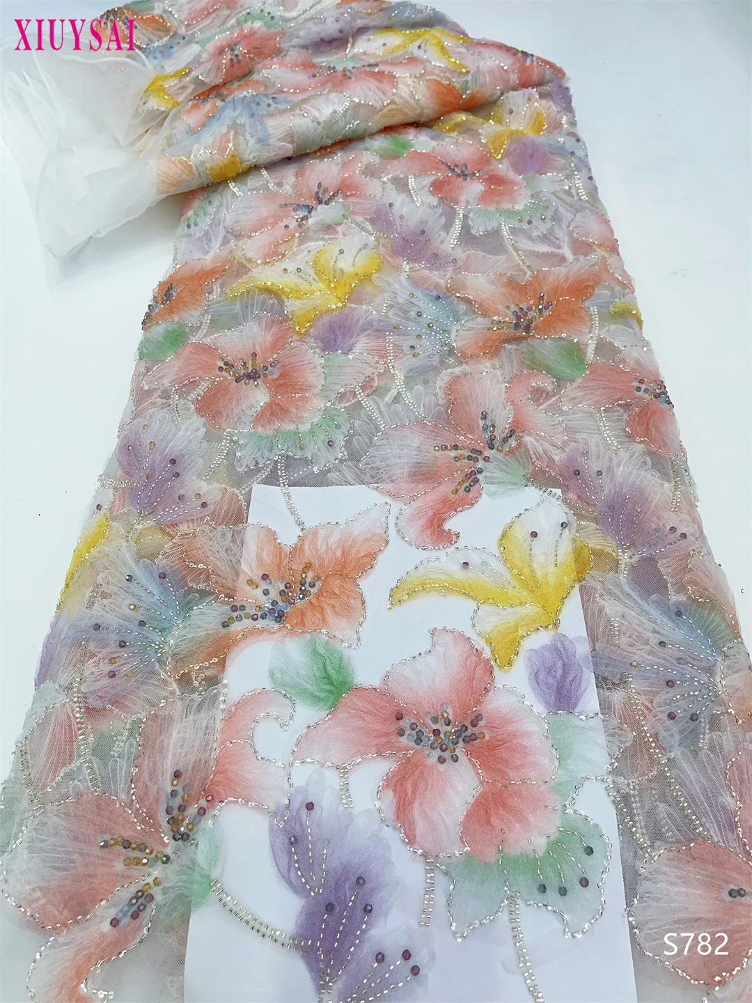 

Французская кружевная ткань 2025, роскошная аппликация, вышивка бисером и блестками, сетка, африканская нигерийская ткань для шитья свадебного вечернего платья