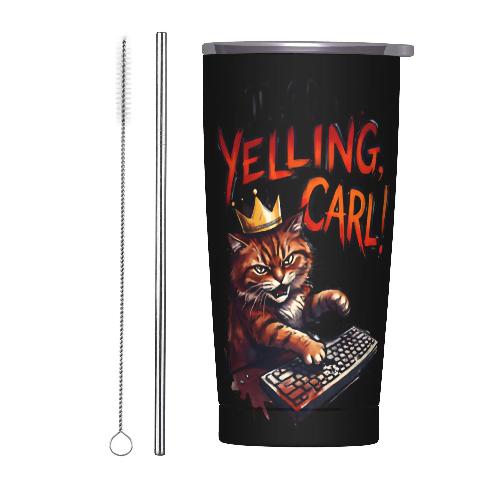 I Am Yelling Carl Donut Cat Meme Tumbler  Cold Drink Portable Stainless Steel Water Bottle Custom Mugs Cup