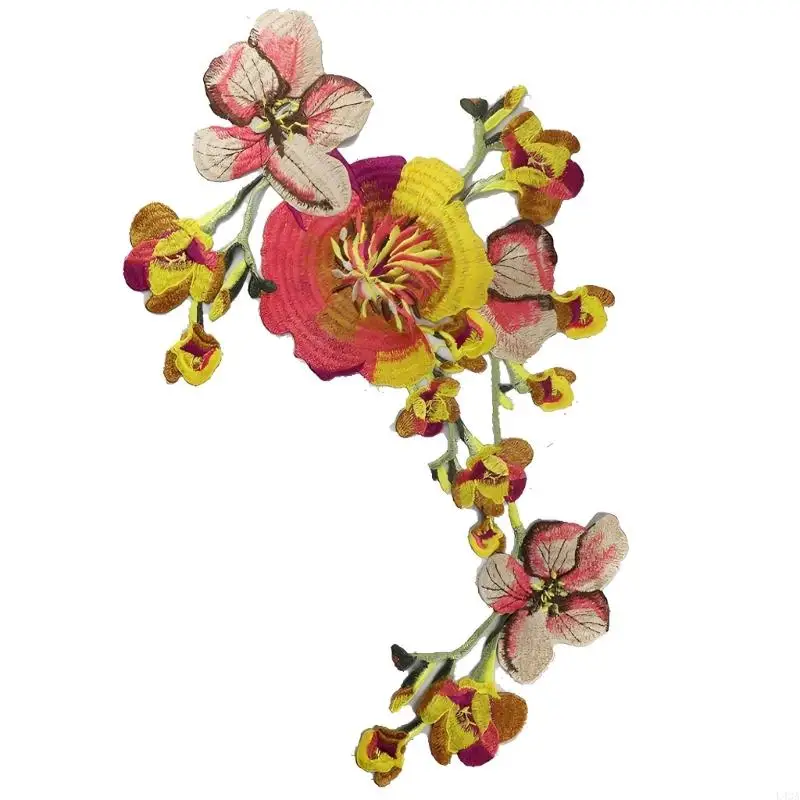 L43A Flower Embroidery Sewing on Sticker Water Dissolvable Clothing Appliques For Garment Cheongsam Decoration Sewing Project