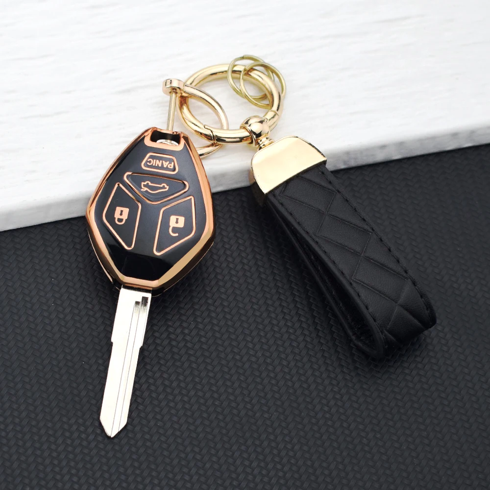 4 Buttons Anti-Scratch TPU Car Key Fob Cover for Mitsubishi Lancer Outlander Endeavor Galant Key Protector Chain Accessories