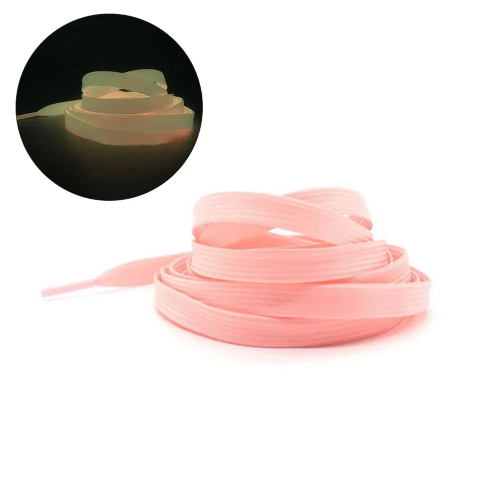 1Pairs Fluorescent Shoelace Luminous Glow in The Shoe Laces Pink Plastic Tip Sneaker Replacement Easy Insert