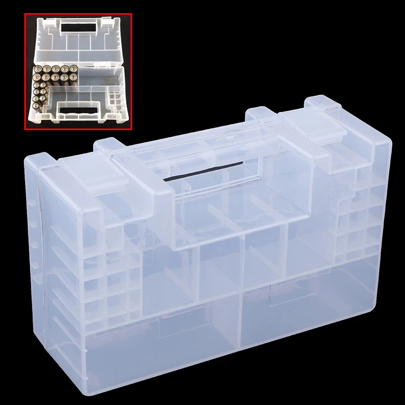 1pc Battery Case Holder Storage Box Inner Compartment Anti Impact Large Capacity Clear Wear Resistant Practical Container AA AAA