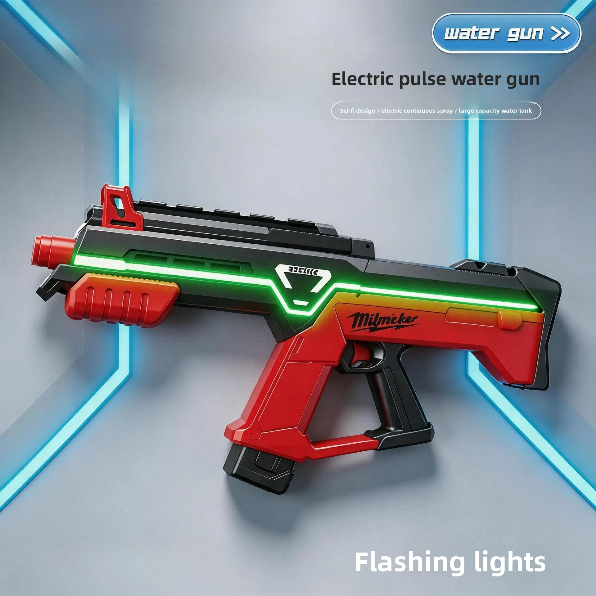 

Electric Water Gun Toy with lightning LED Continuous Fire Water Pistol Spray Blaster Pool Summer Pool Beach Toy for Kids Adult