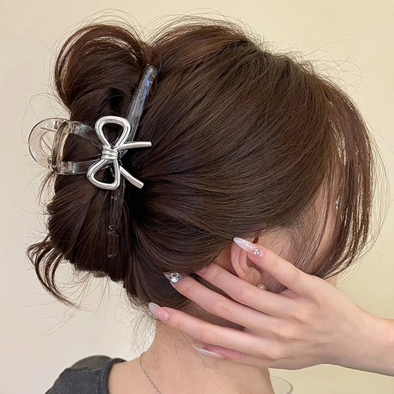 Pinzas para el pelo con lazos de Metal para mujer, horquilla elegante, pinza para el pelo, accesorios para el cabello, tocado para niña, 4 colores, 13cm