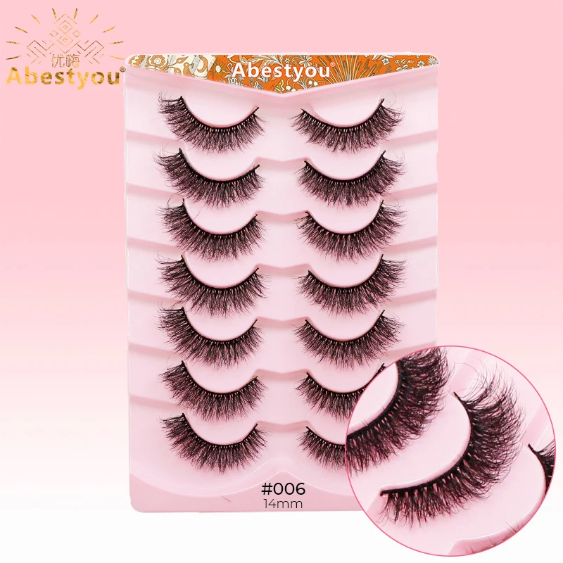 Abestyou Natuurlijke Look Zijde Lash 5d 7pairs 14mm Pluizige Lash Extension Korte Cluster Dikke Meesy Faux Nertsen Wimpers Sztuczne Rzesy