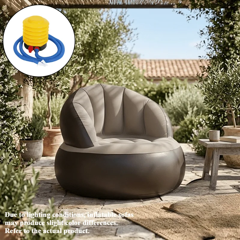 1 PVC Inflatable Sofa, 1 Air Pump, 1 Air Hose. PVC Outdoor Chair, Inflatable Chair, Foldable Portable Chair, Outdoor Goods, Home