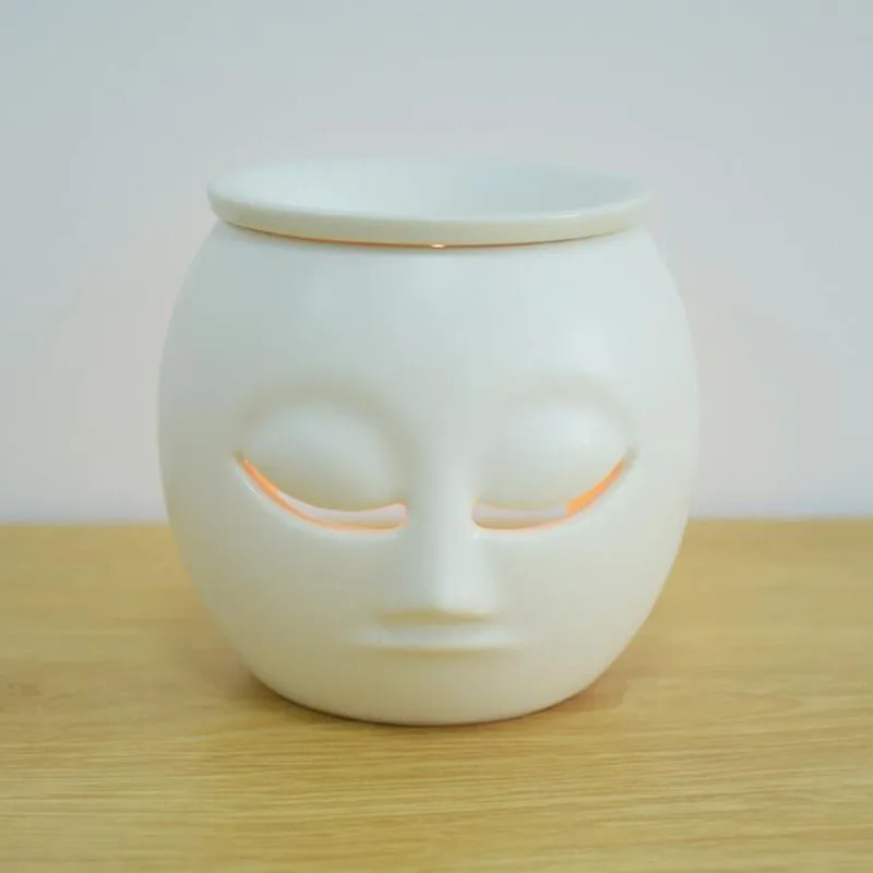 Creative White Porcelain Face Candlestick Essential Oil Burner Aromatherapy Burner Indoor Bedroom Use Home Decor