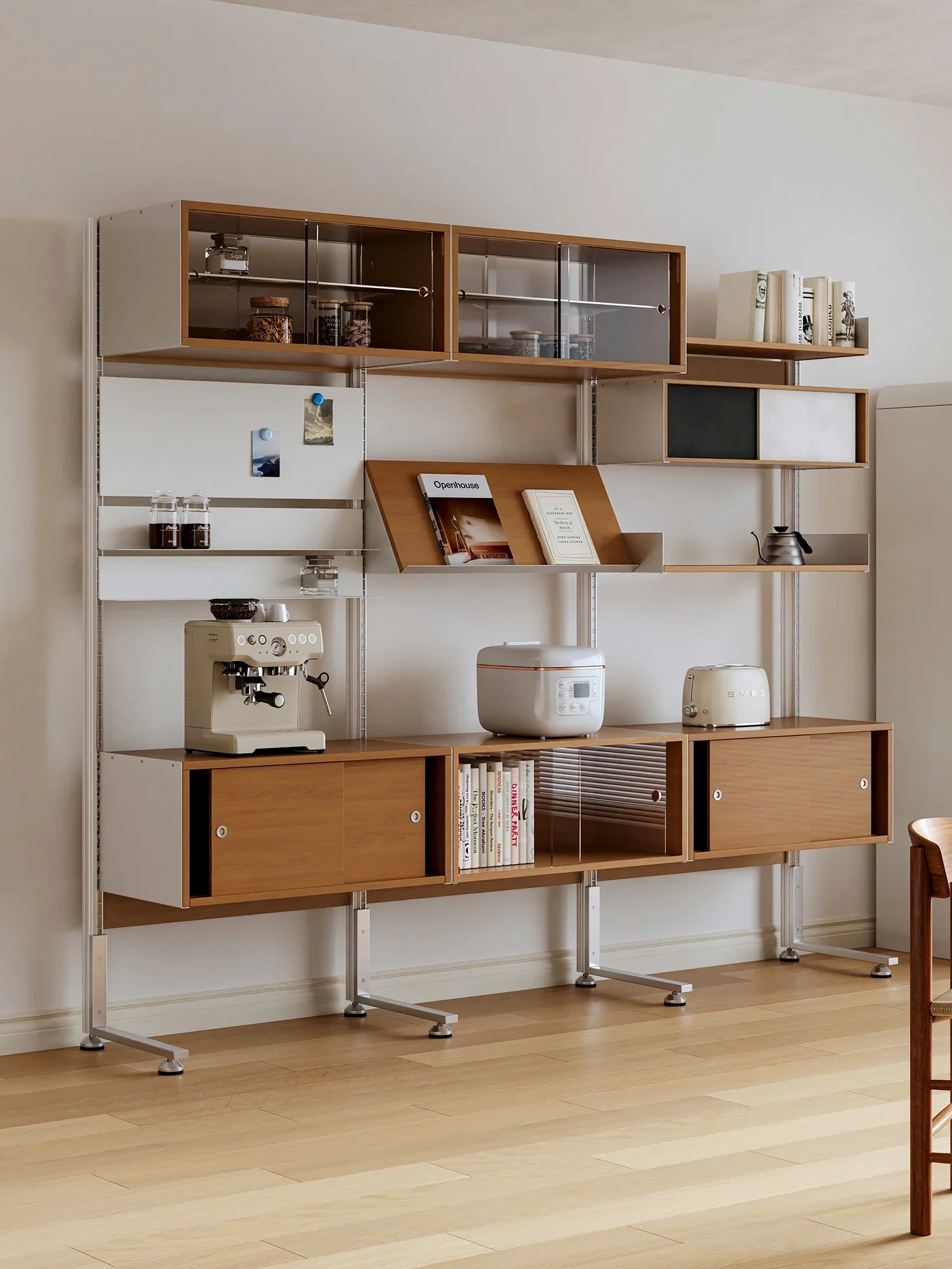 Unit retro wall system no punching shelf floor bookshelf living room partition rack baffle