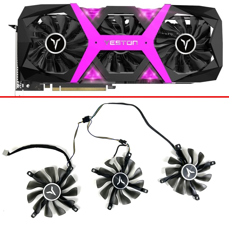 Cooling Fan 3pcs 85mm 4pin For YESTON RTX3060 3060TI RX590 RX6600XT RX6700XT GPU FAN video card fans