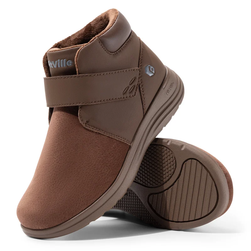 

FitVille Women'S Winter Boots Wide Fit Snow Boots With Warm Lining Waterproof Short Shaft Slip-On Non-Slip Comfort Outer Wear