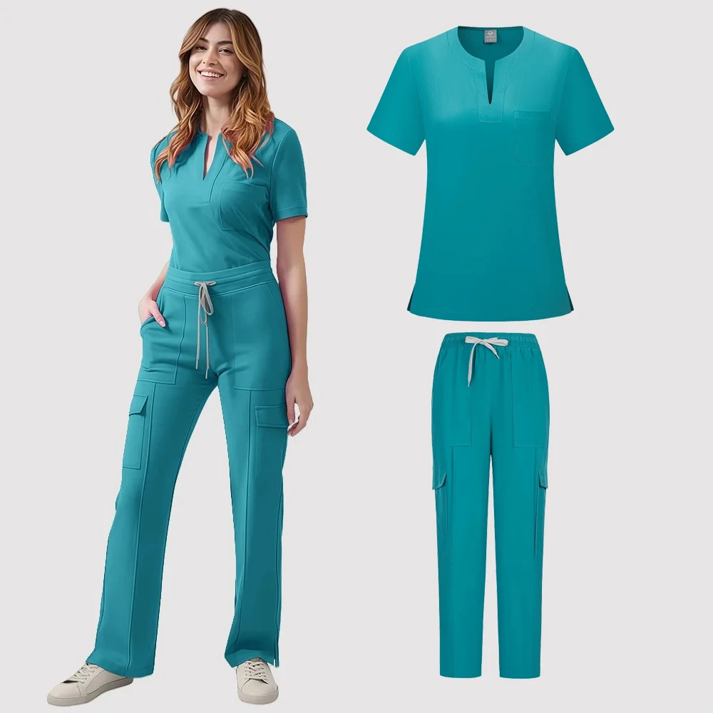 Women Medical Hospital Doctor Scrubs Cartoon Printed Nurses Uniform Scrub Sets Uniforms Straight Pants Scrubs Nurses Accessories