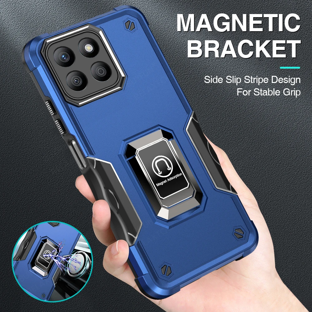 Heavy Duty Shockproof Armor Case For Honor X8b 4G Magnet Holder Ring Protect Funda On Honar Honer X8b X 8b X8 b HonorX8b 4G 2024