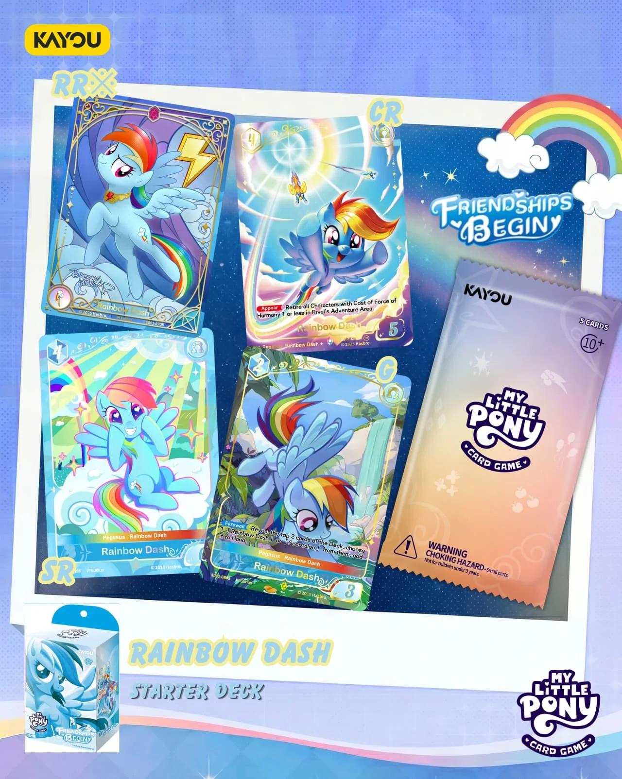 KAYOU Official My Little Pony English Friendship Bloom Theme Collectible Cards Single Character Cute Pony Shiny Foil Cards