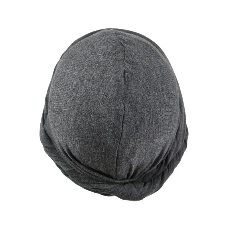 Satin Lined Turban Head Wrap for Men Soft Bamboo Pre-tied Skull Cap Sleeping Bonnet Male Halo Turbans Stretch Durags