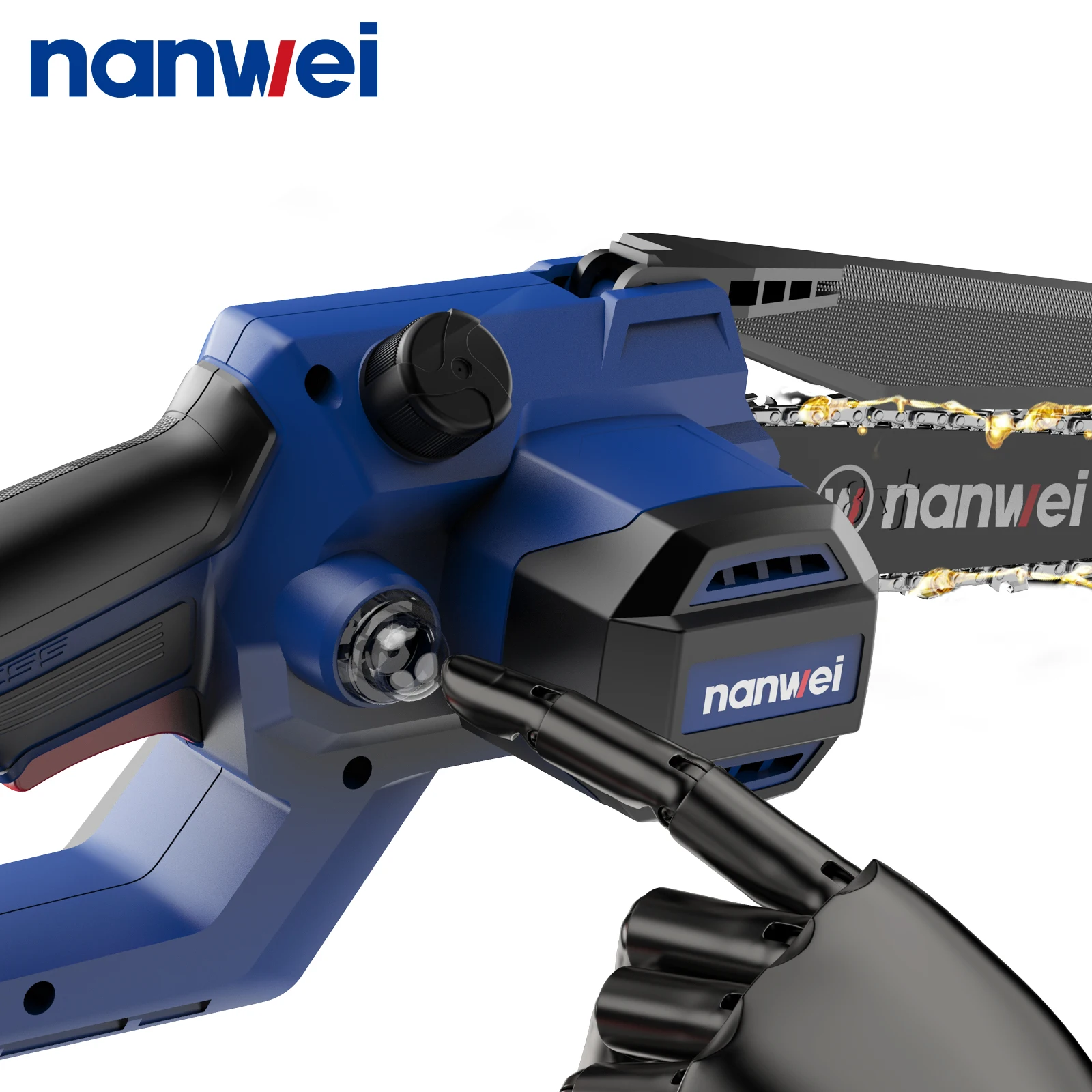 NANWEI Industrial Brushless Electric Chain Saw DIY 10 inch Garden Logging Pruning Chainsaw