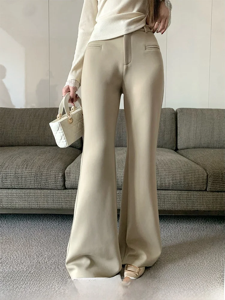 

Женские повседневные брюки Ele Slim Fit с высокой талией, слегка расклешенные, длинные, в стиле ретро, удобные, из полиэстера